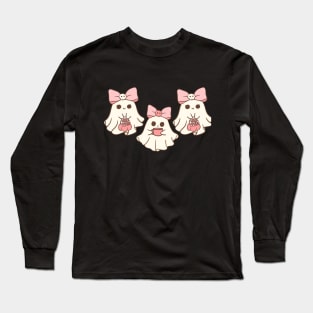 Pink Ghost Happy Halloween Cute Ghosts Long Sleeve T-Shirt